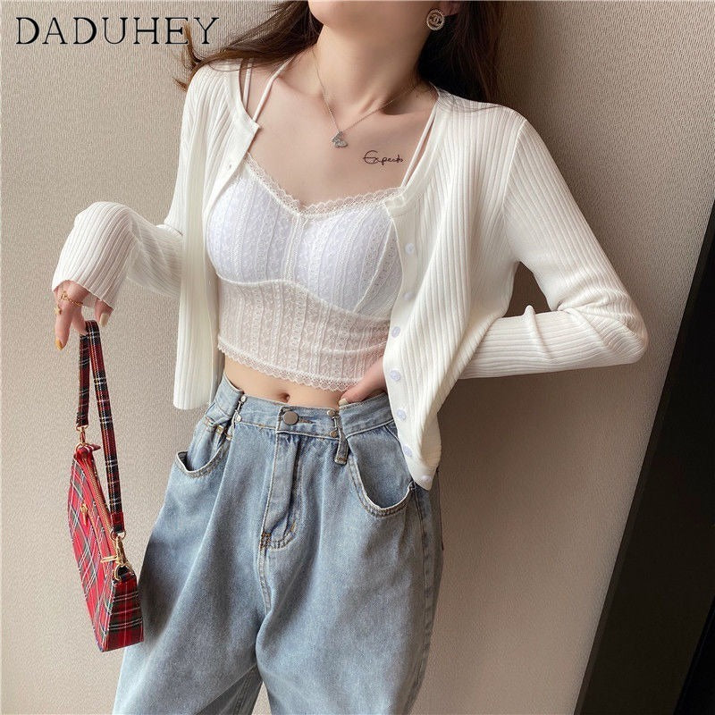DADUHEY V-Neck Thin Knitted Cardigan Women | Long Sleeve