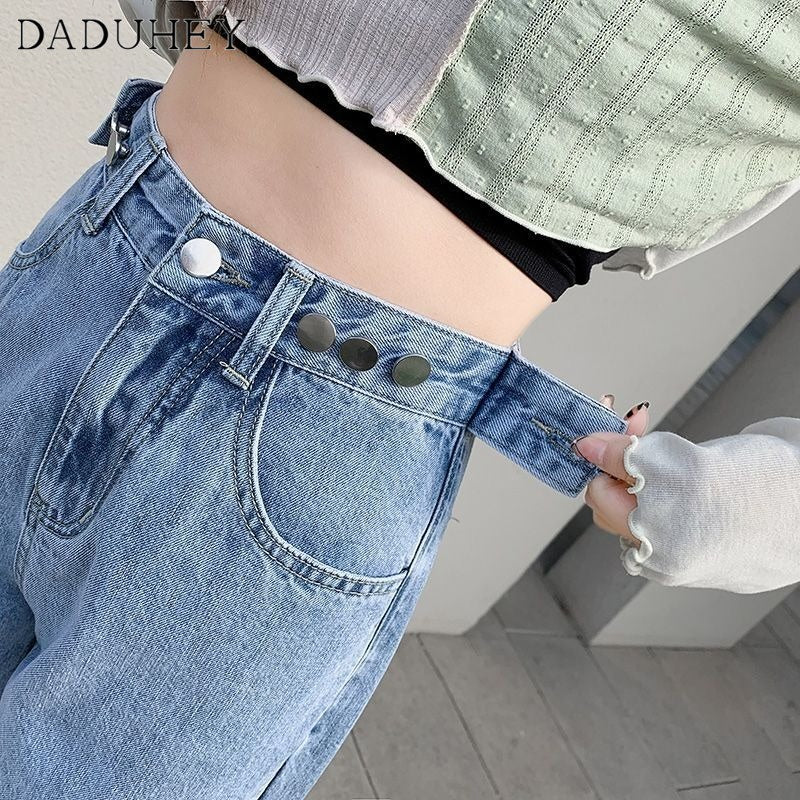 DADUHEY High-Waist Straight Wide-Leg Mop Jeans Women