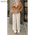 Daduhey Retro Loose Straight Jeans Damen Schlankmachende Fashion Vielseitige Weite Bein Freizeit Mop Jeans Katzenhosen Slack Jeans Valabasas