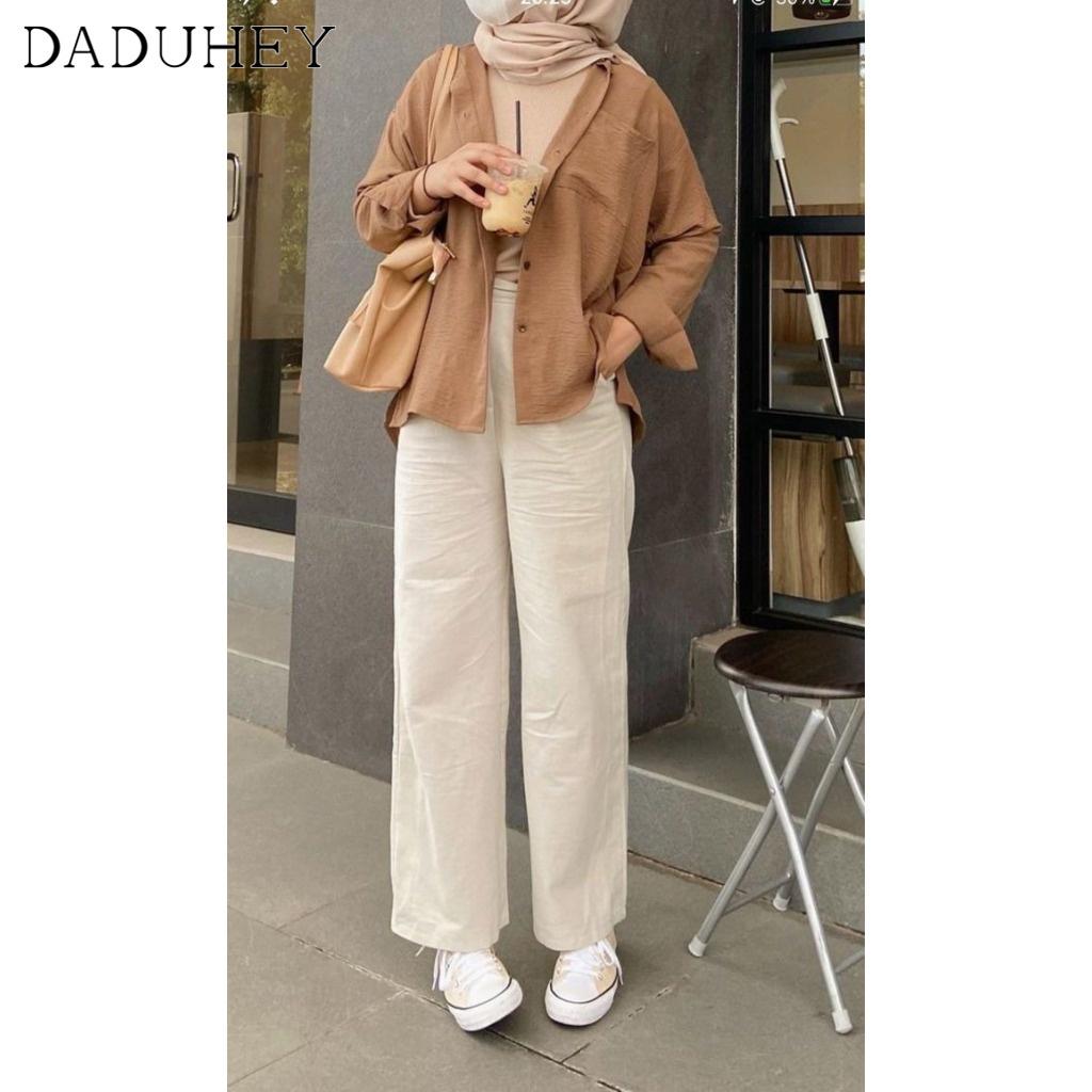Daduhey Retro Loose Straight Jeans Damen Schlankmachende Fashion Vielseitige Weite Bein Freizeit Mop Jeans Katzenhosen Slack Jeans Valabasas