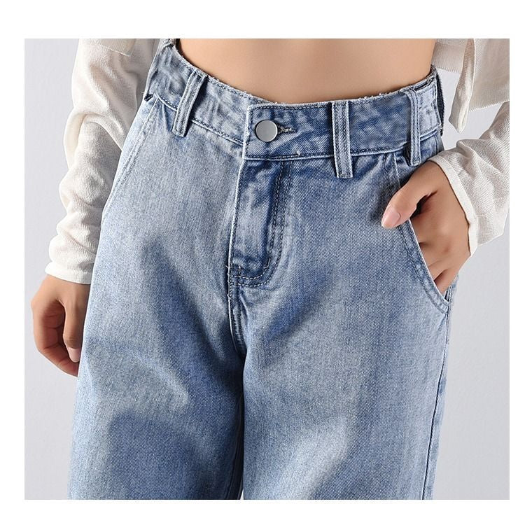 DADUHEY Vintage Wash Wide-Leg Jeans Women | Loose Drape Mopping