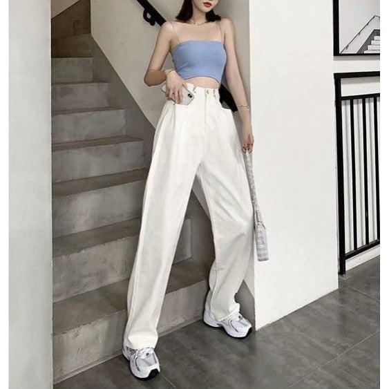 DADUHEY White Loose Drape Wide-Leg Jeans Women | 820