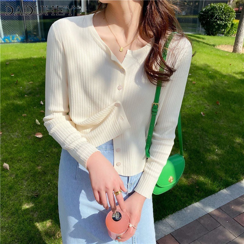 DADUHEY V-Neck Thin Knitted Cardigan Women | Long Sleeve