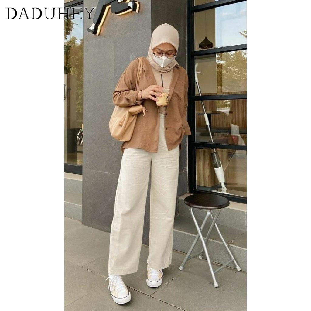Daduhey Retro Loose Straight Jeans Damen Schlankmachende Fashion Vielseitige Weite Bein Freizeit Mop Jeans Katzenhosen Slack Jeans Valabasas