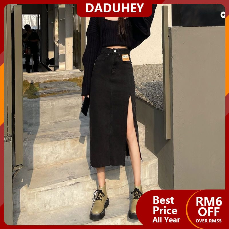 DADUHEY Korean Split Denim Skirt Women | High-Waist | 1025