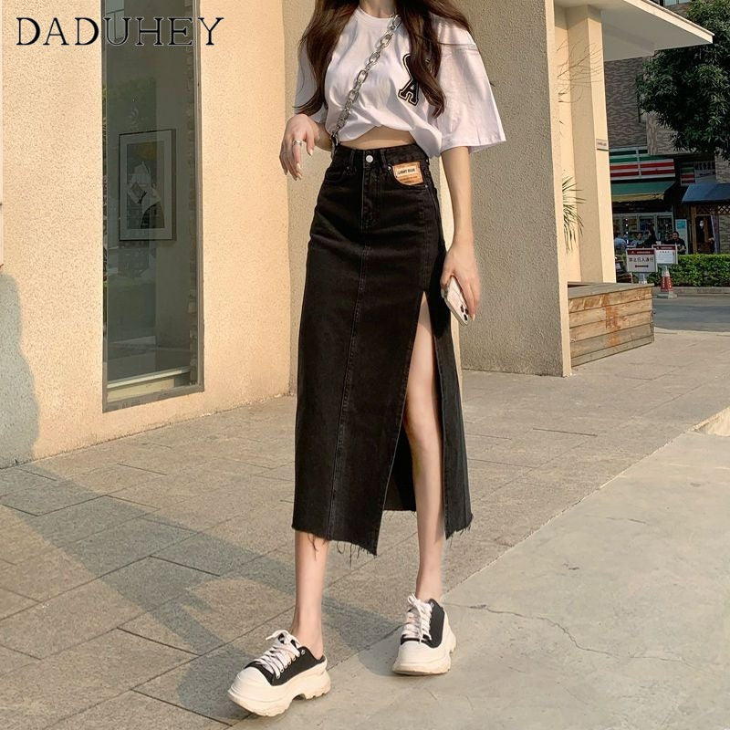 DADUHEY Korean Split Denim Skirt Women | High-Waist | 1025