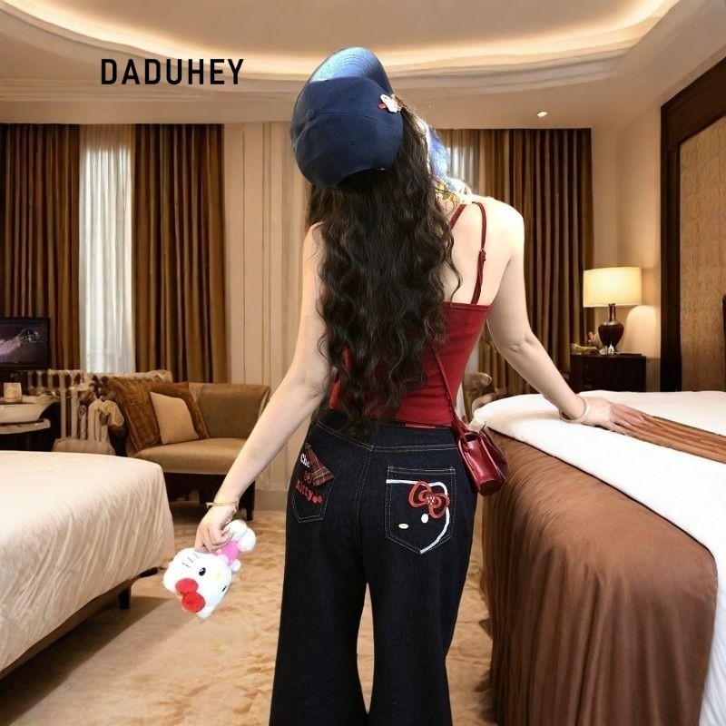 DADUHEY Embroidered Straight Jeans Women | High-Waist Slim