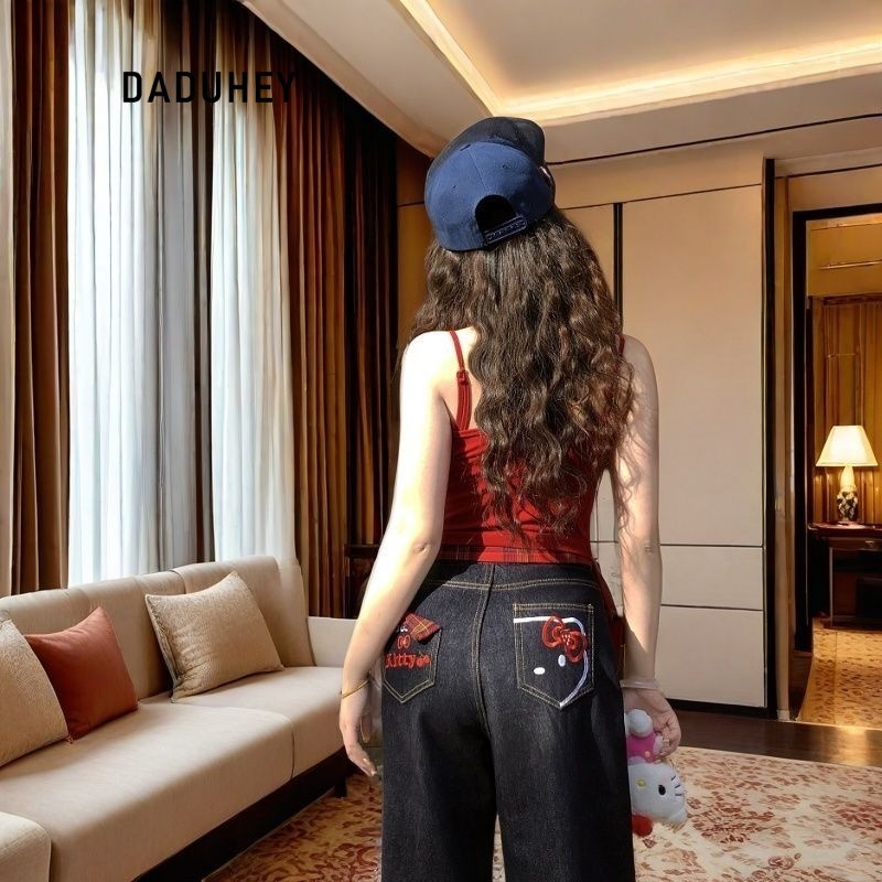 DADUHEY Embroidered Straight Jeans Women | High-Waist Slim