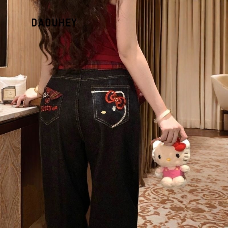 DADUHEY Embroidered Straight Jeans Women | High-Waist Slim