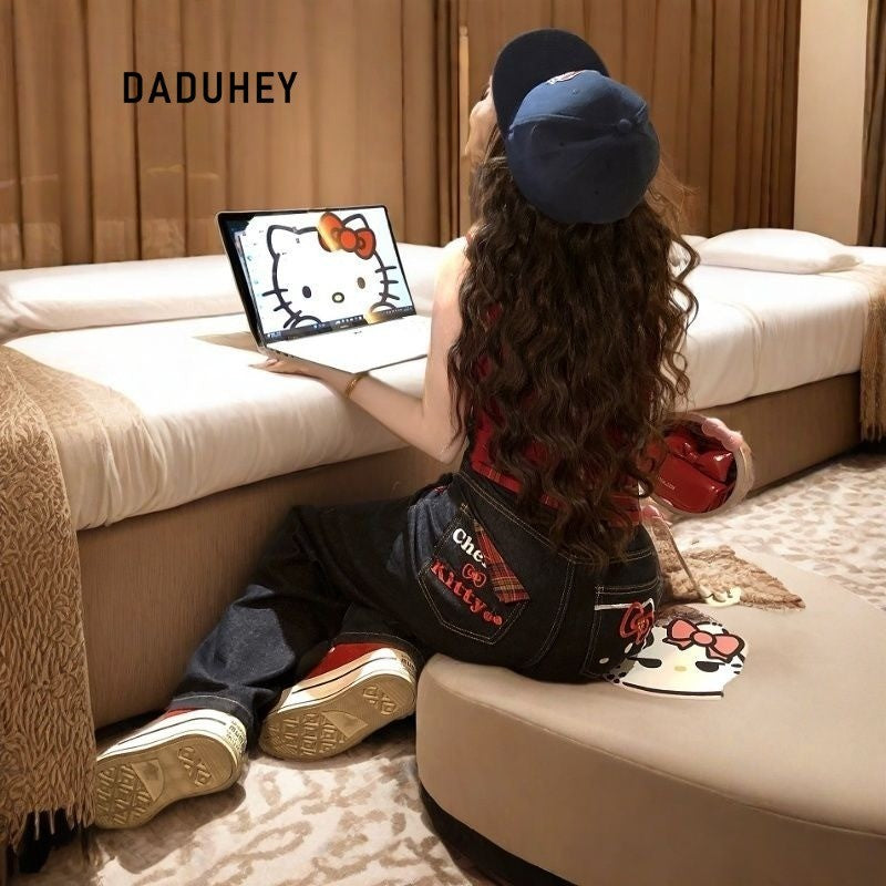 DADUHEY Embroidered Straight Jeans Women | High-Waist Slim