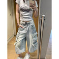 DaDuHey Plus Size American Men's and Women's Loose Slimming and Wide Leg Casual Multi-Pocket Workwear Cropped Pants
