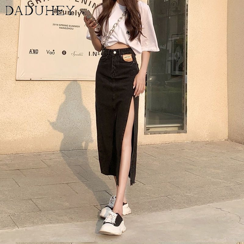 DADUHEY Korean Split Denim Skirt Women | High-Waist | 1025