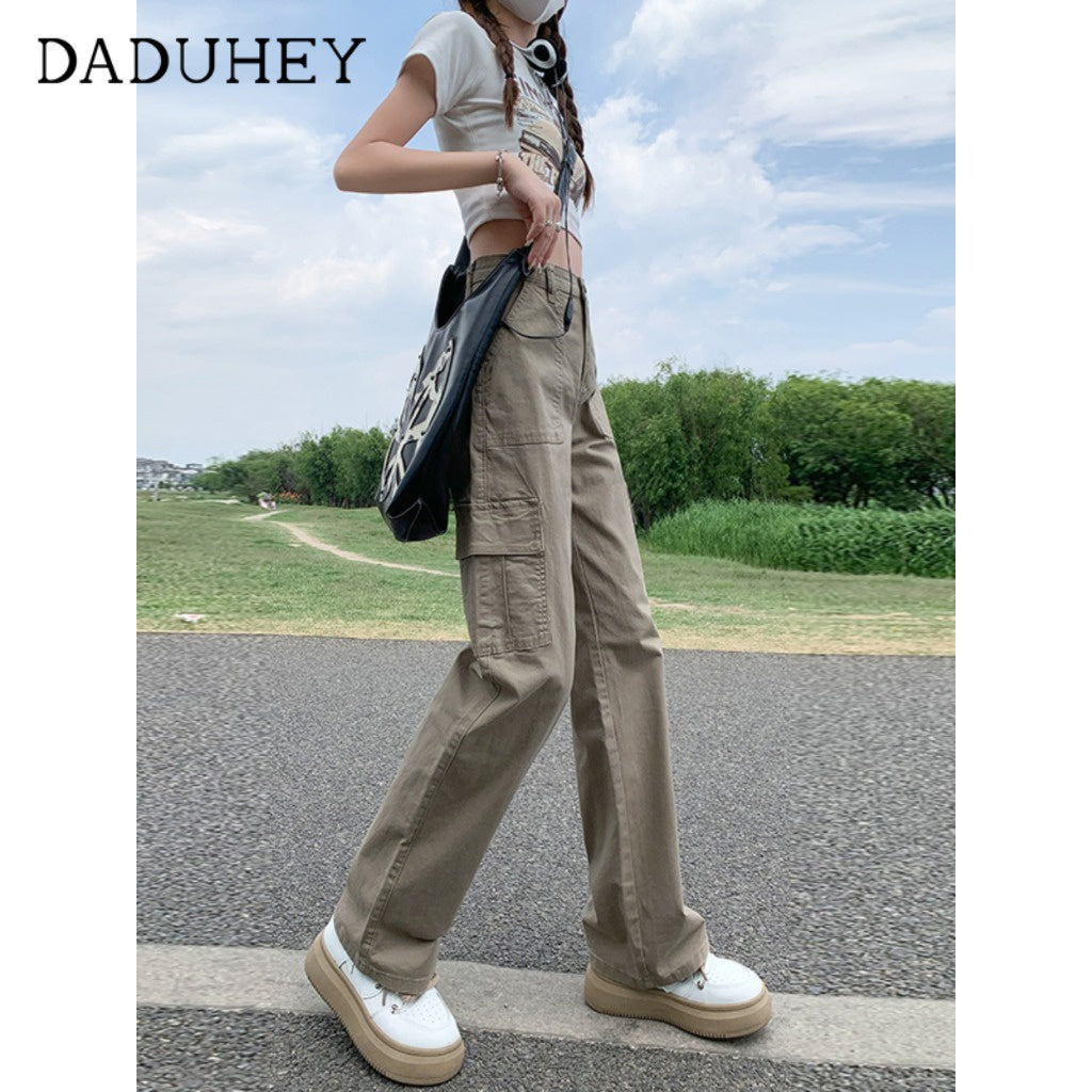 DADUHEY Cargo Wide-Leg Jeans Women | Multi-Pocket Retro