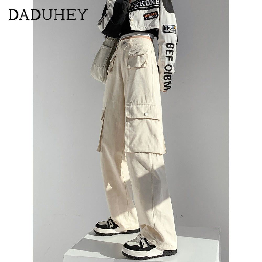 DADUHEY Cargo Wide-Leg Jeans Women | Multi-Pocket Retro