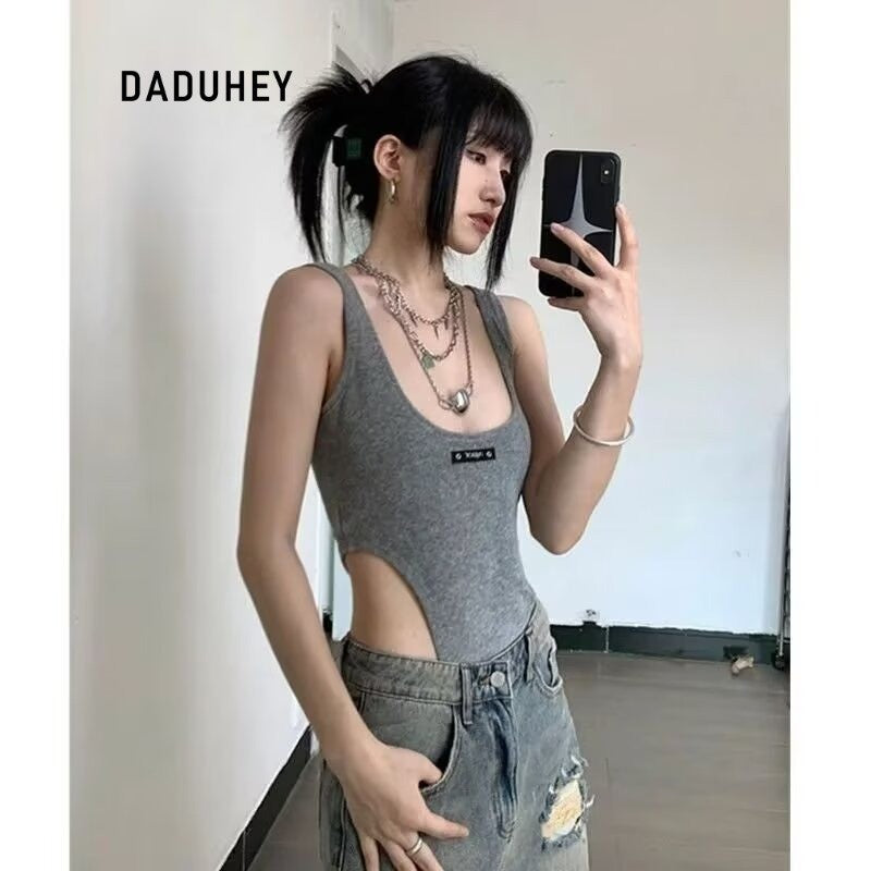 DADUHEY Retro Ripped Wide-Leg Denim Shorts Women | 513