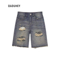 DADUHEY Retro Ripped Wide-Leg Denim Shorts Women | 513