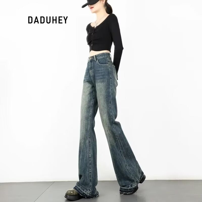 DADUHEY Straight Loose Wide-Leg Mop Jeans Women | 810