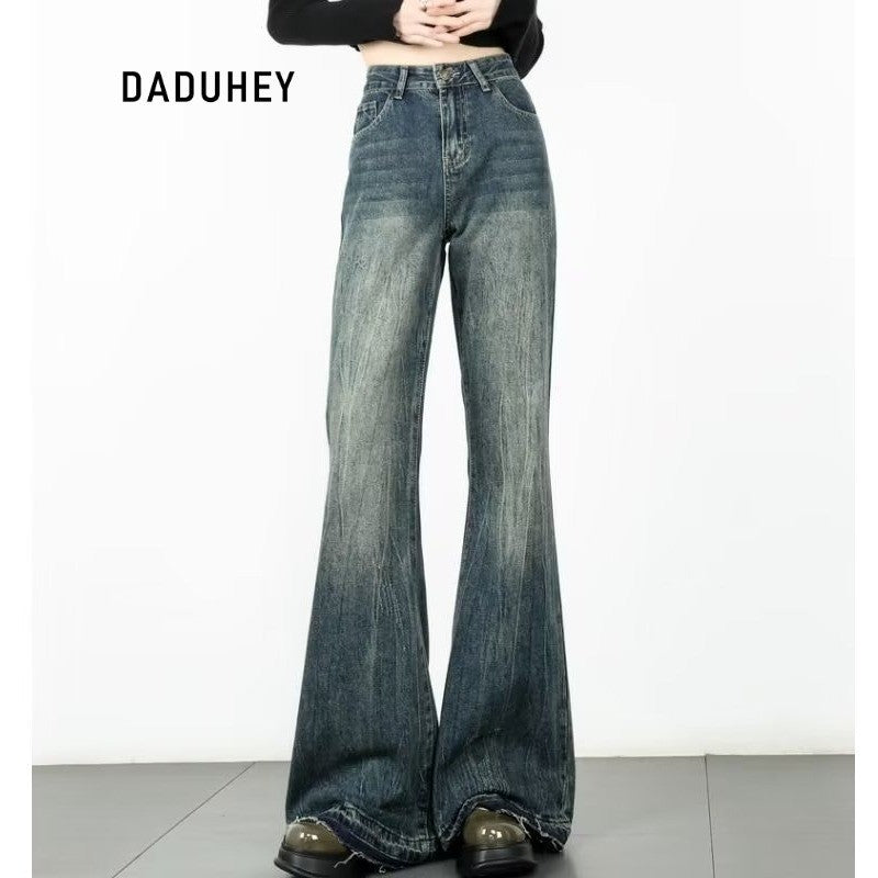 DADUHEY Straight Loose Wide-Leg Mop Jeans Women | 810