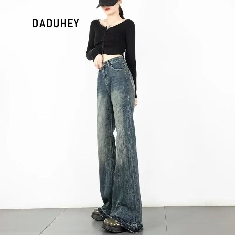 DADUHEY Straight Loose Wide-Leg Mop Jeans Women | 810