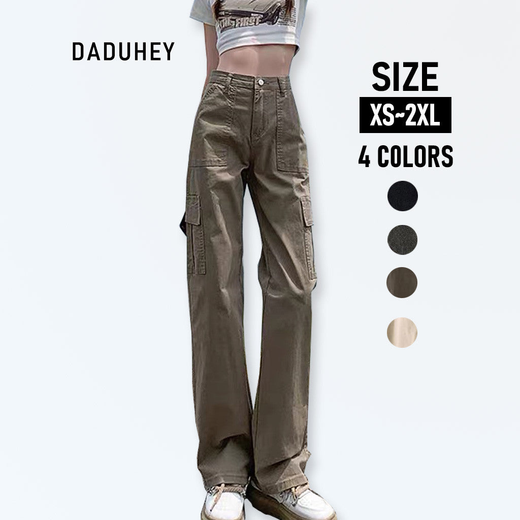DADUHEY Cargo Wide-Leg Jeans Women | Multi-Pocket Retro