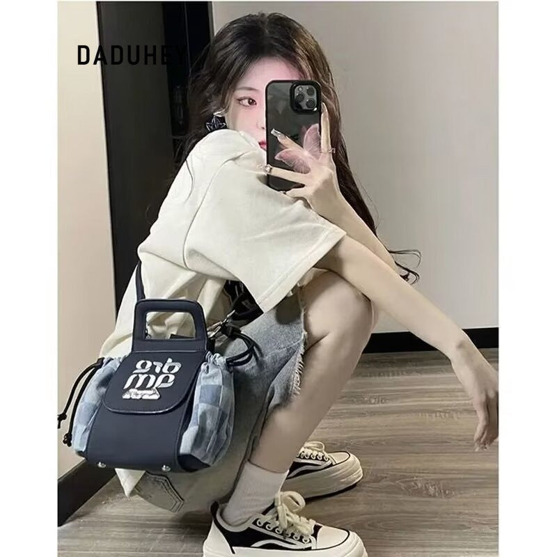 DADUHEY Retro Ripped Wide-Leg Denim Shorts Women | 513