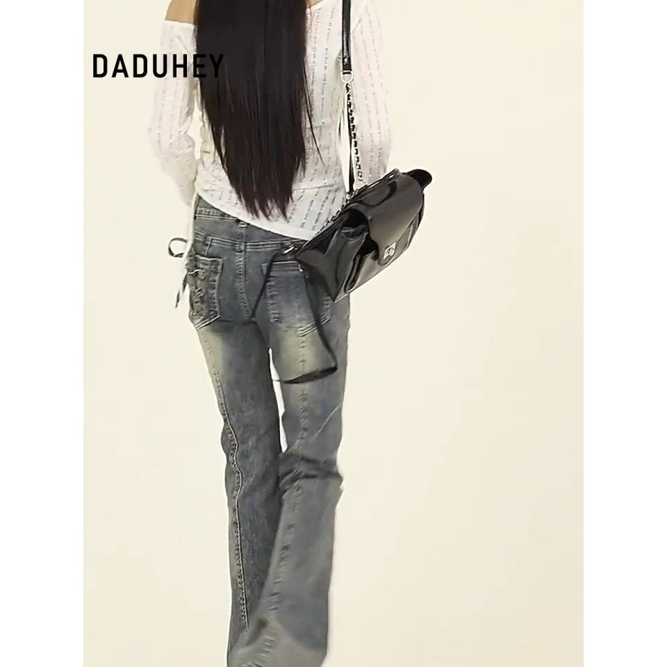 DADUHEY Blue Skinny Flared Denim Jeans Women | 845
