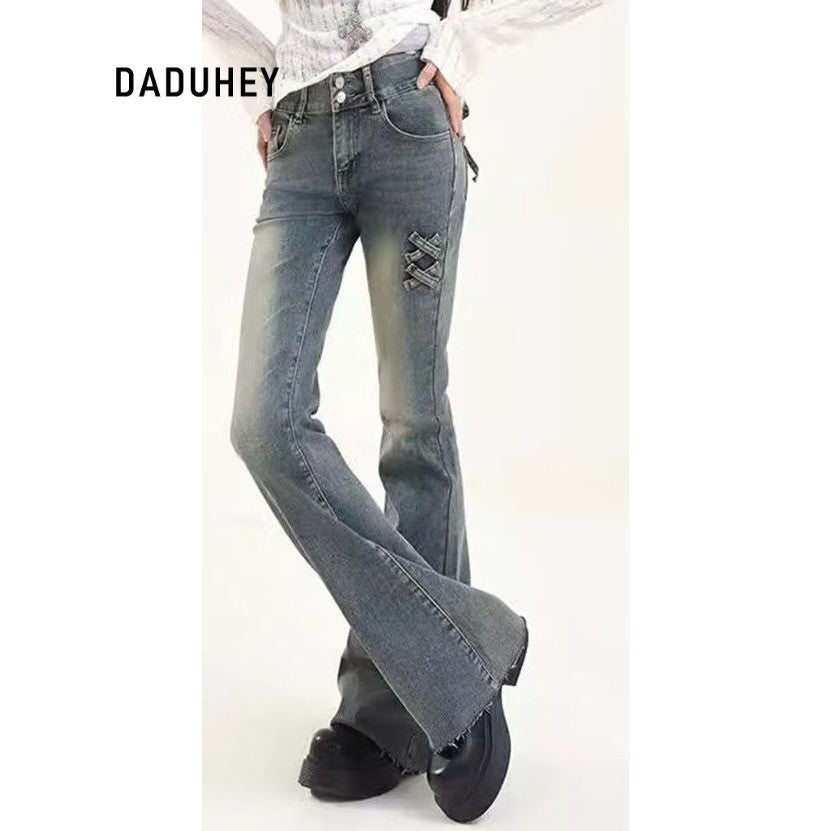 DADUHEY Blue Skinny Flared Denim Jeans Women | 845