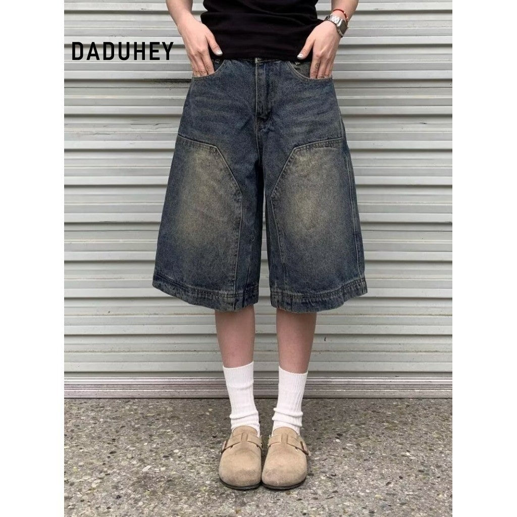 DADUHEY Distressed Wide-Leg Denim Shorts Women | 524