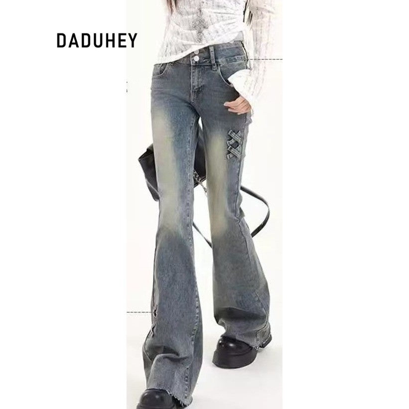DADUHEY Blue Skinny Flared Denim Jeans Women | 845