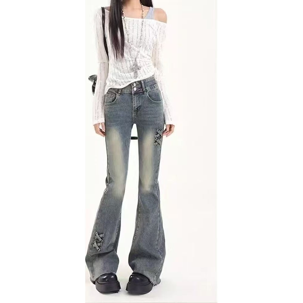 DADUHEY Blue Skinny Flared Denim Jeans Women | 845
