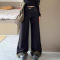 DADUHEY Leopard Print Wide-Leg Jeans Women | Retro Straight