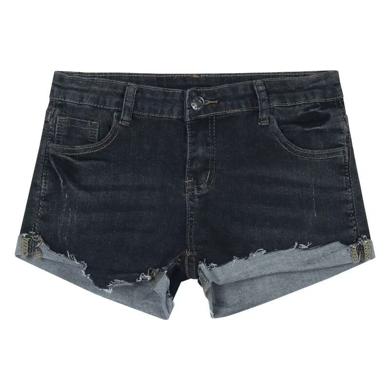 DADUHEY Blue Low-Waist Denim Hot Pants Women | Retro Fitted Shorts