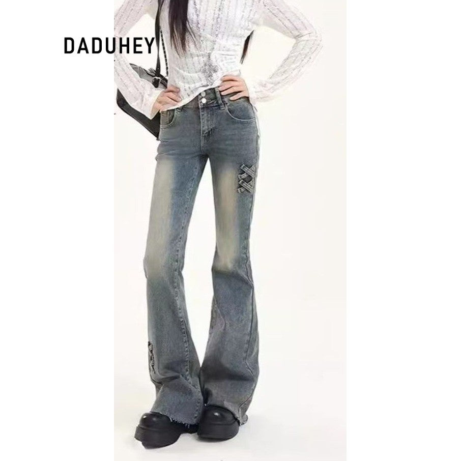 DADUHEY Blue Skinny Flared Denim Jeans Women | 845