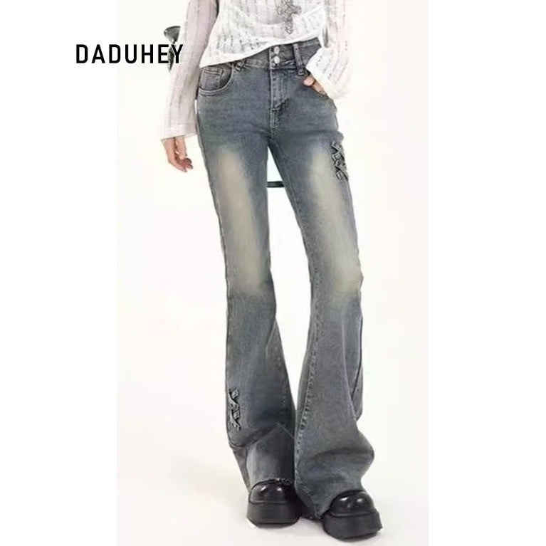 DADUHEY Blue Skinny Flared Denim Jeans Women | 845
