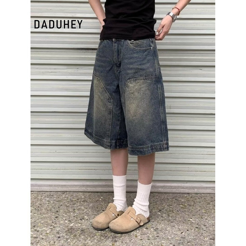 DADUHEY Distressed Wide-Leg Denim Shorts Women | 524