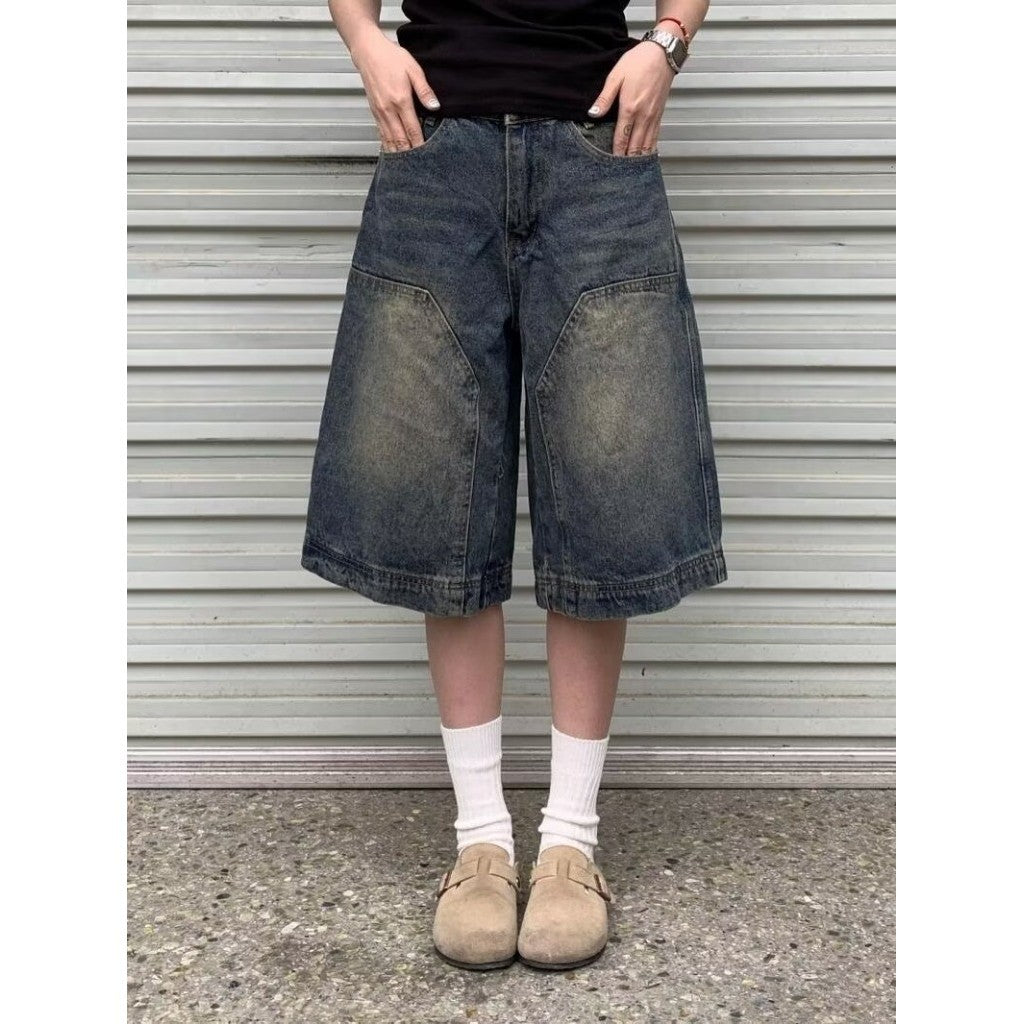 DADUHEY Distressed Wide-Leg Denim Shorts Women | 524