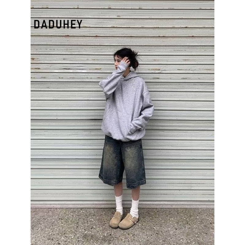 DADUHEY Distressed Wide-Leg Denim Shorts Women | 524
