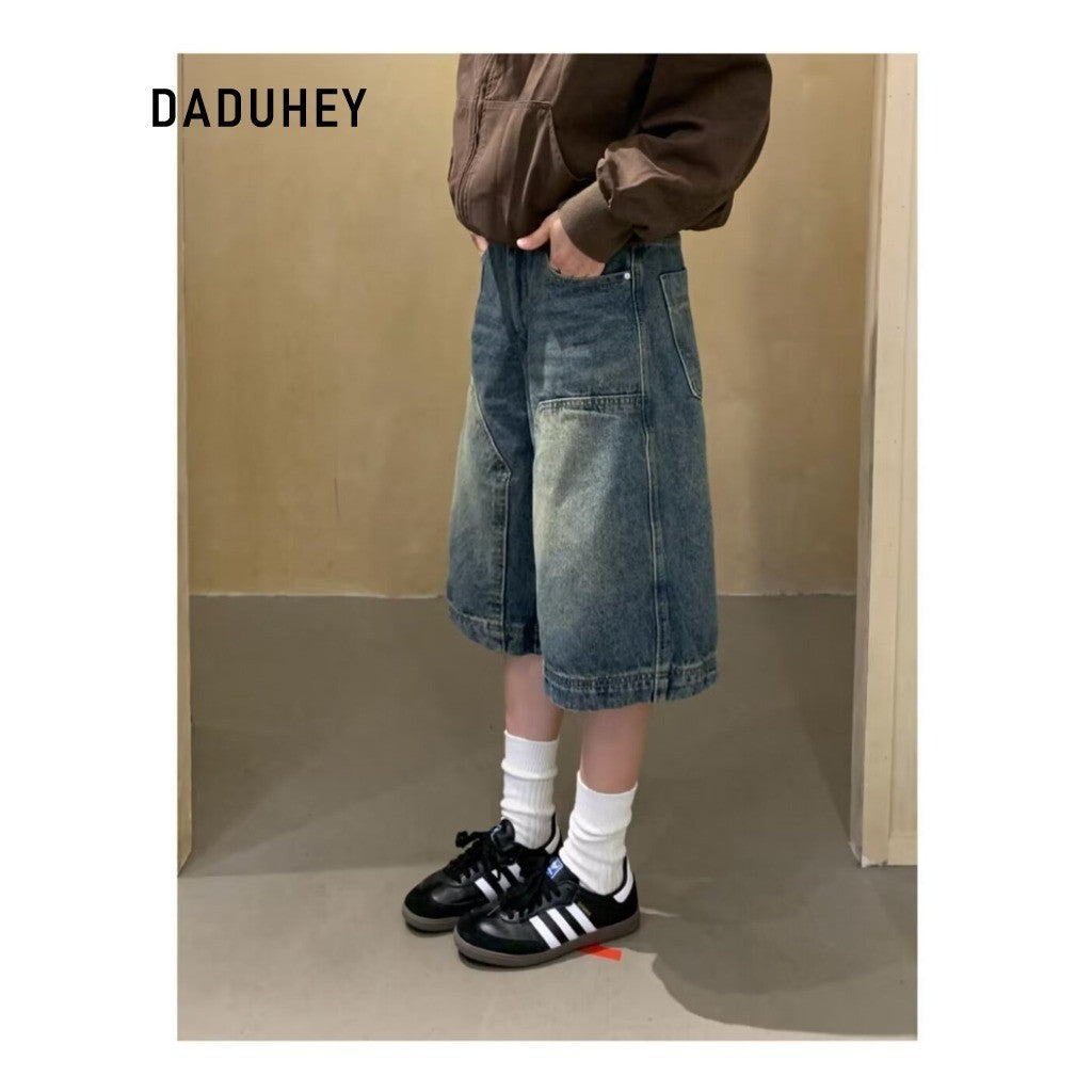DADUHEY Distressed Wide-Leg Denim Shorts Women | 524