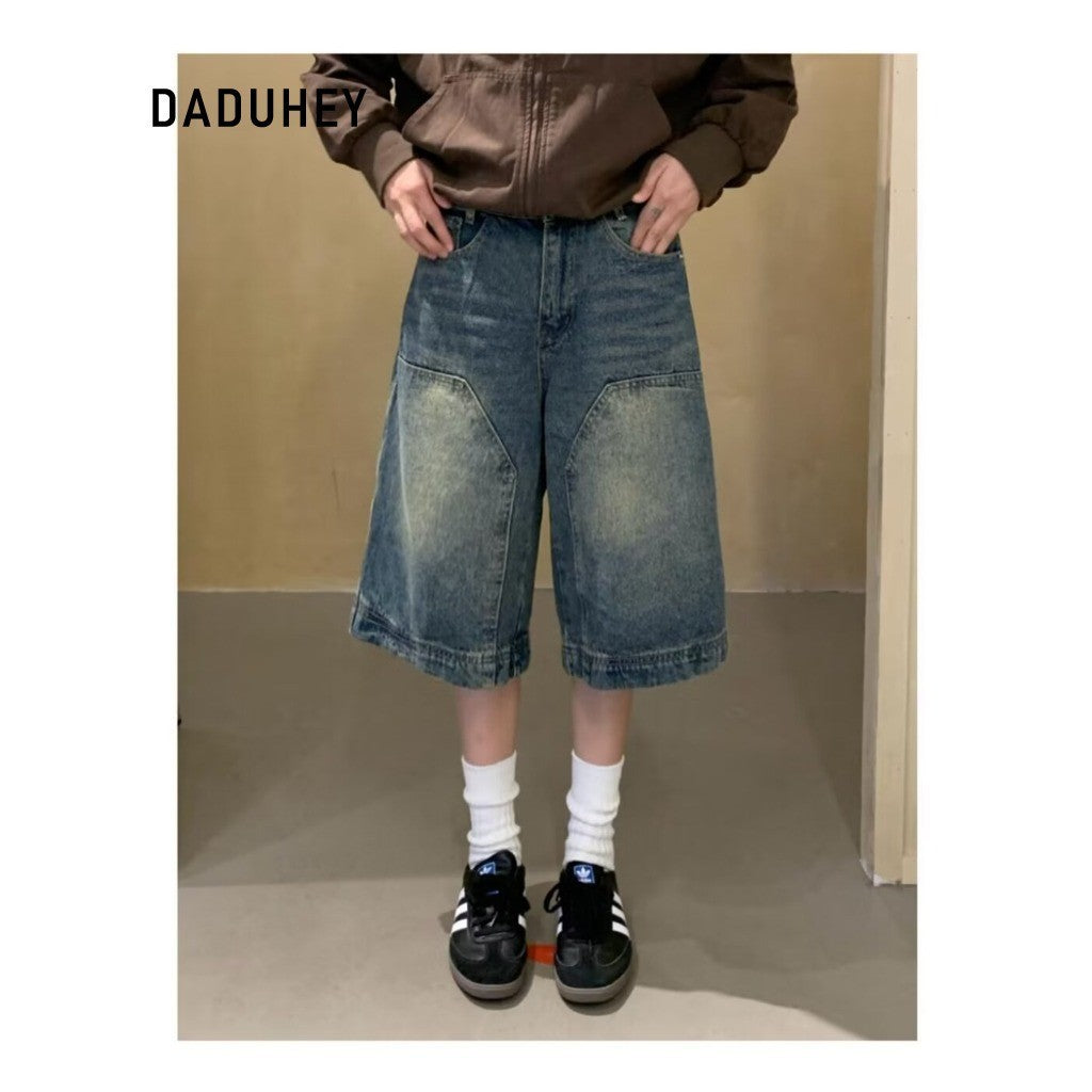 DADUHEY Distressed Wide-Leg Denim Shorts Women | 524