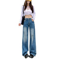 DADUHEY Straight Wide-Leg Mop Jeans Women | High-Waist Loose Fit