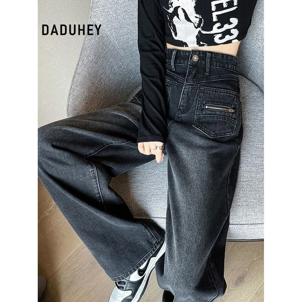 DADUHEY Distressed Wide-Leg Jeans Women | Washed High-Waist