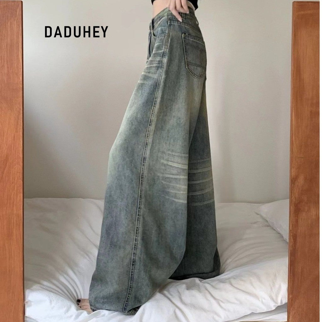 DADUHEY Retro Distressed Wide-Leg Jeans Women | High-Waist Loose