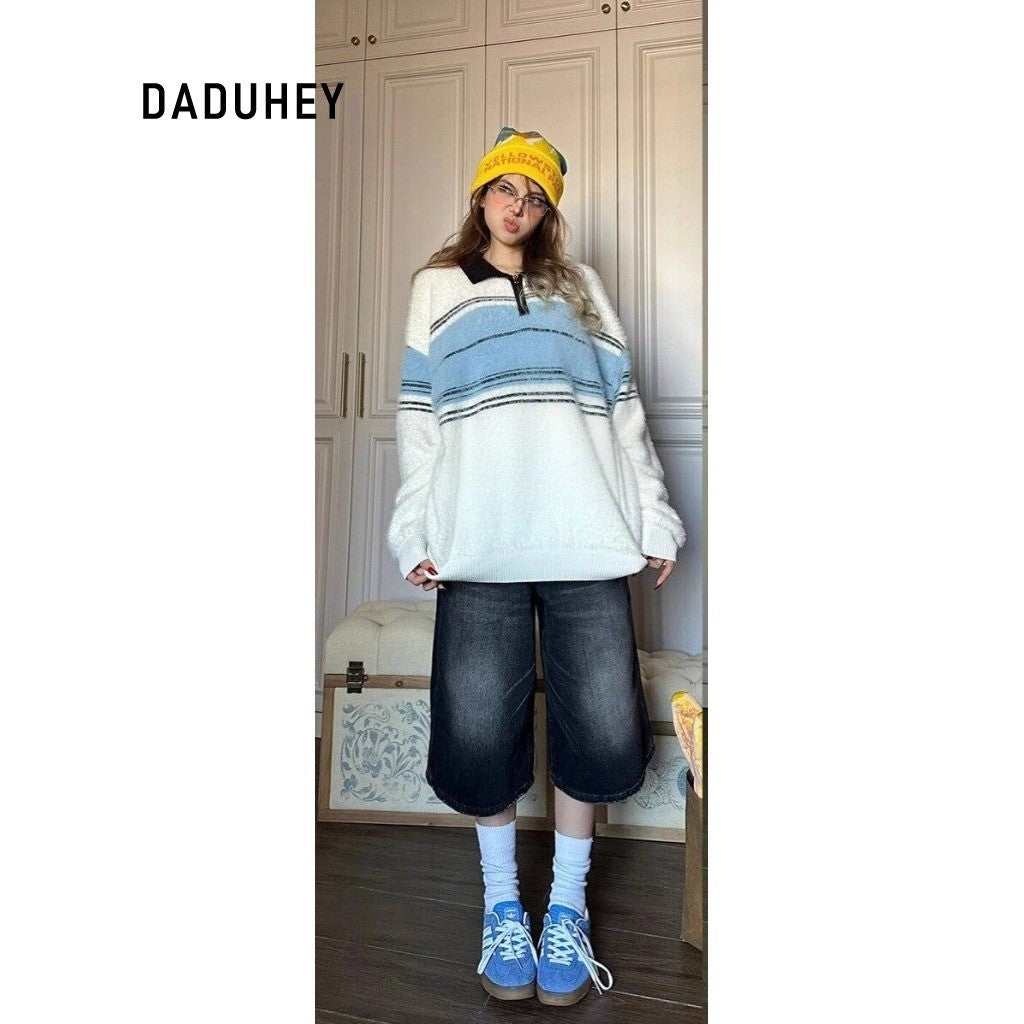 DADUHEY High-Waist Wide-Leg Cropped Denim Shorts | Slimming Straight