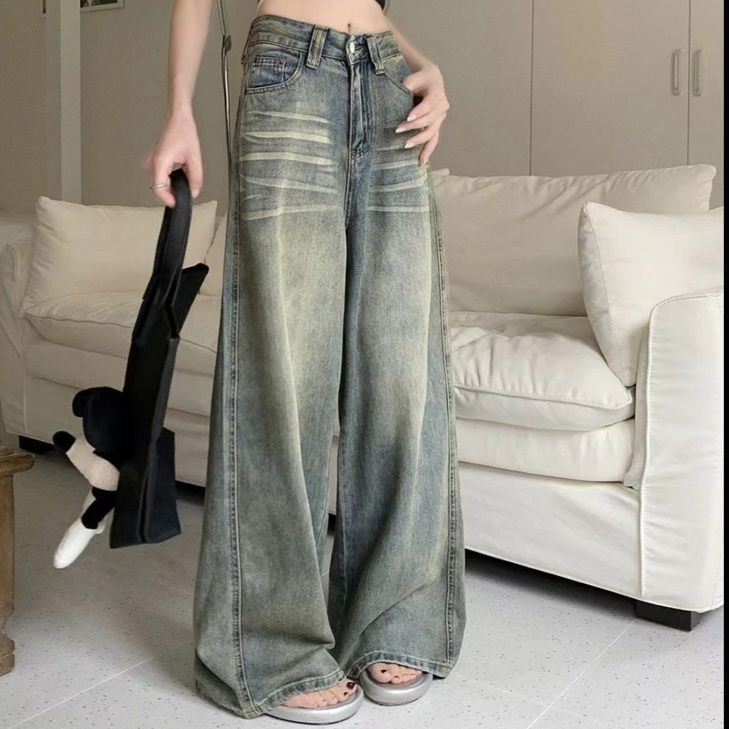 DADUHEY Retro Distressed Wide-Leg Jeans Women | High-Waist Loose