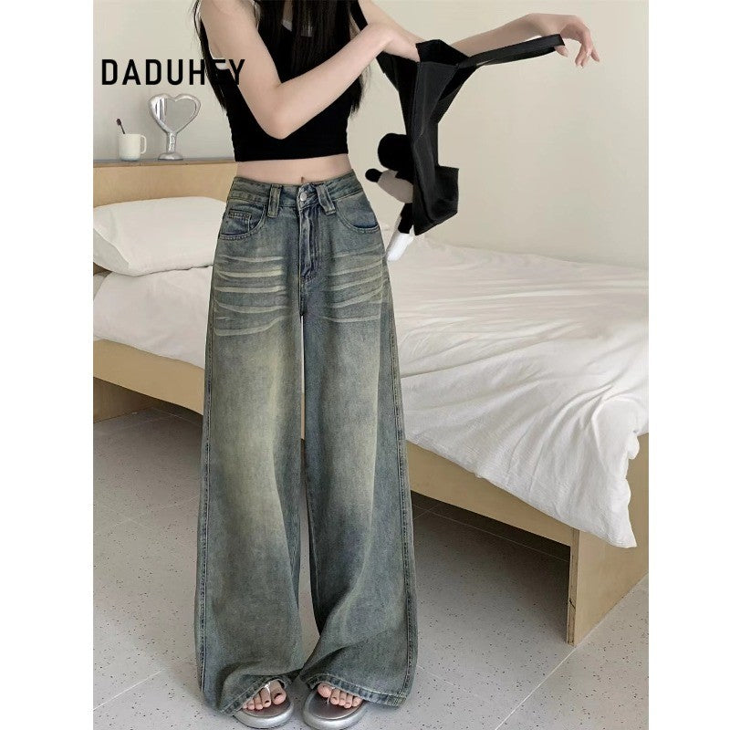 DADUHEY Retro Distressed Wide-Leg Jeans Women | High-Waist Loose