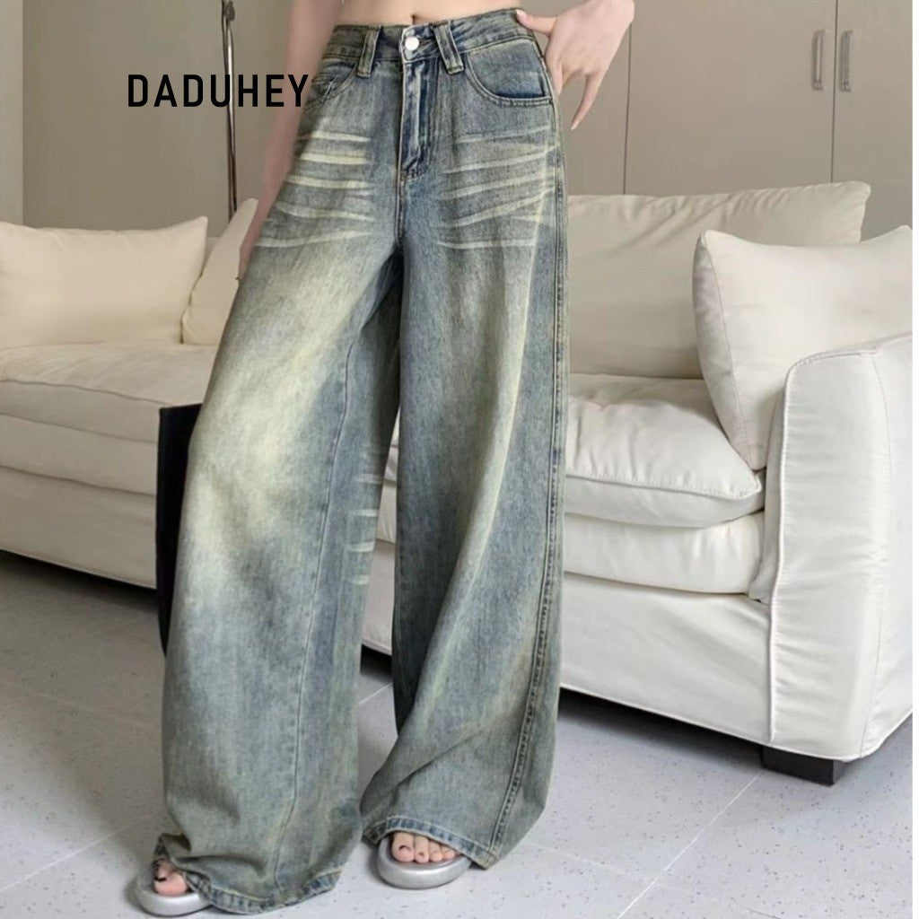 DADUHEY Retro Distressed Wide-Leg Jeans Women | High-Waist Loose
