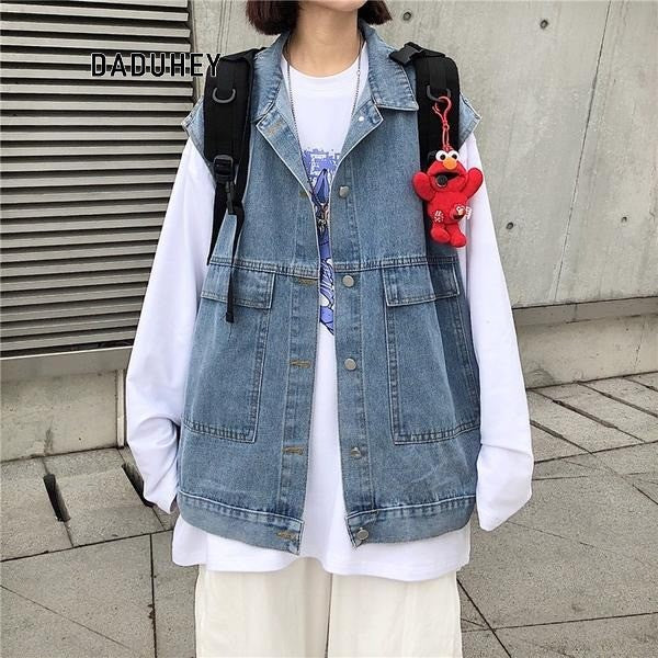 DaDuHey 6001 Retro Washed Sleeveless Denim Vest Jacket