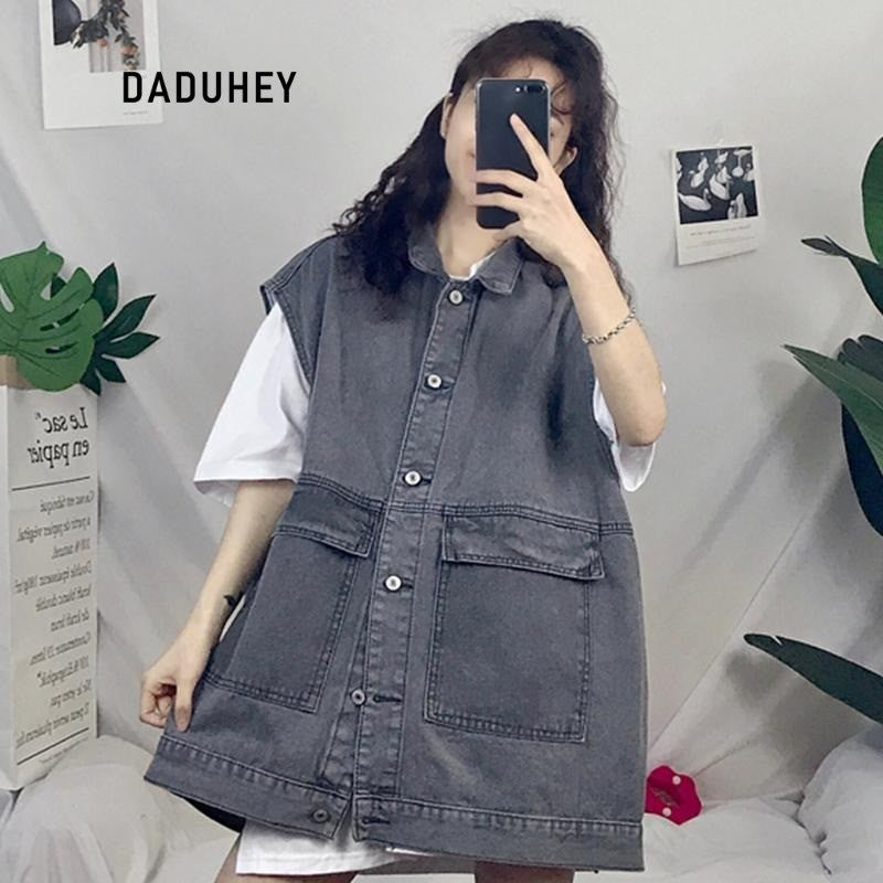 DaDuHey DaDuHey Retro V-neck Loose All-Matching Western Style Workwear Outer Wear Sleeveless Denim Vest Women