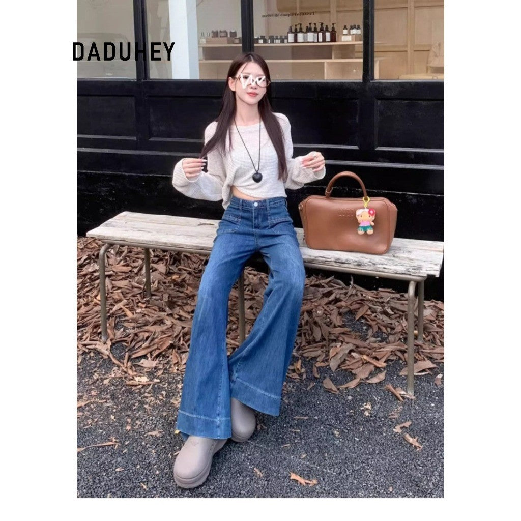 DADUHEY Dark Wash Loose Wide-Leg Jeans Women | High-Waist Straight
