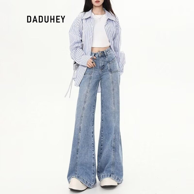 DADUHEY Straight Wide-Leg Jeans Women | High-Waist Loose Denim